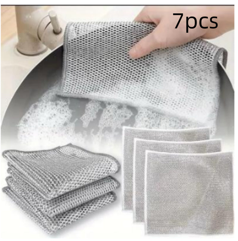 Steel Wire Ball Cloth Kitchen Cleaning Dishcloth | Metal Wire Dishwashing Cloths Towels Scrubs Cleans, Premium Scrubbing Wire Dishwashing Rags Non-Scratch Wire Dishcloth For Dishes, Sinks