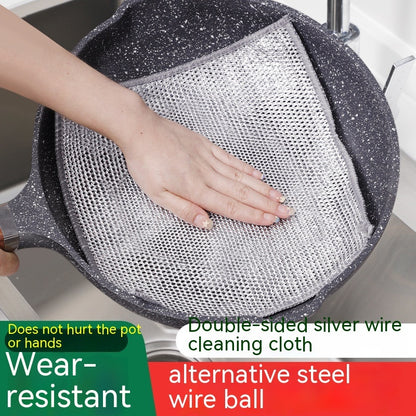 Steel Wire Ball Cloth Kitchen Cleaning Dishcloth | Metal Wire Dishwashing Cloths Towels Scrubs Cleans, Premium Scrubbing Wire Dishwashing Rags Non-Scratch Wire Dishcloth For Dishes, Sinks