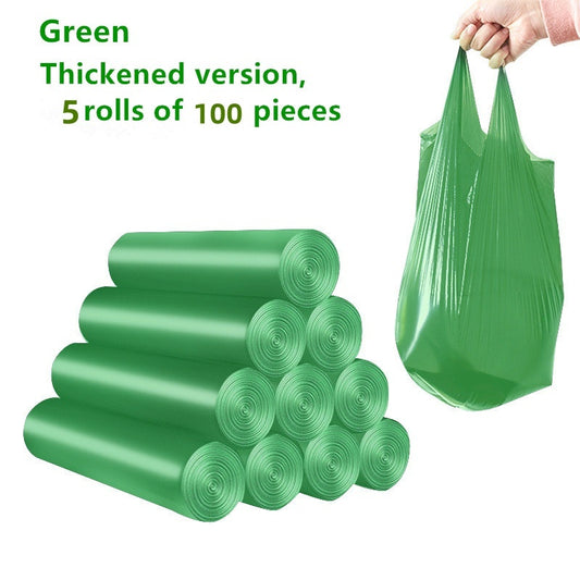 Garbage Bags-5 Rolls-100pcs, Vest Garbage Bags Thickened Household Plastic Bags, Portable Garbage Bags, Also Suitable For Office